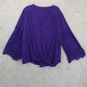 INC lace purple top blouse shirt plus size